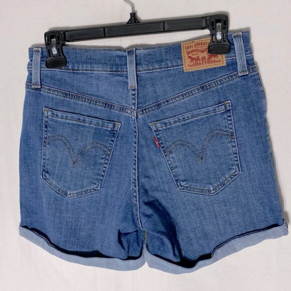 Levi’s Blue Mid Rise Mid Length Shorts Lightly Distressed Denim Jean Shorts 27 - Picture 14 of 15